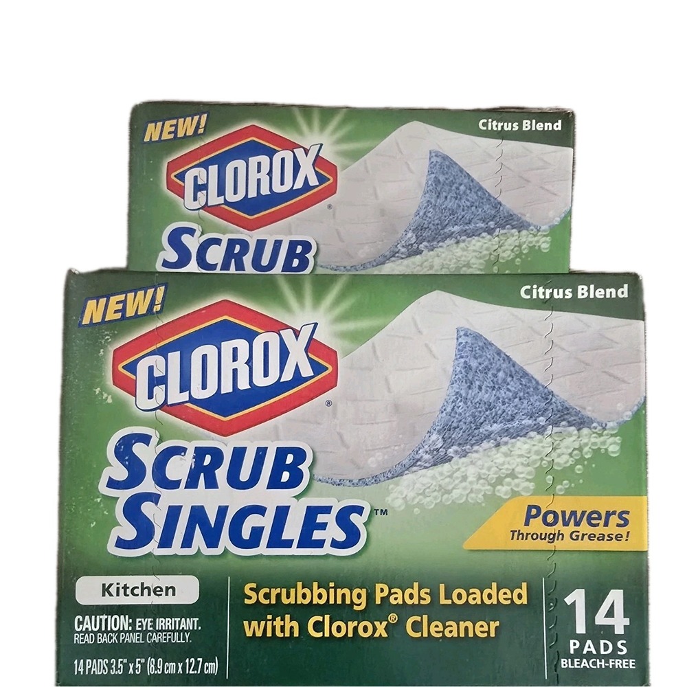 2X CLOROX SCRUB Single Kitchen Pad Citrus Blend 14 Pads NEW Discontinued SEALED